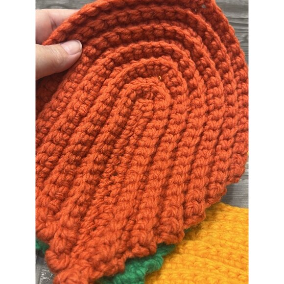 Crocheted Potholders 5 Trivets Fall Leaves Handmade Kitchen Autumn 8.5” X 6.5” - Picture 6 of 6